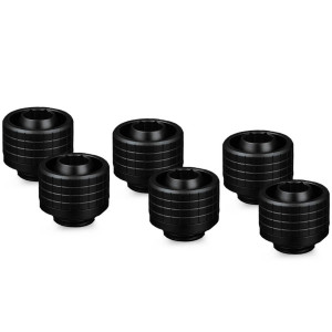 Thermal Grizzly DeltaMate Compression Fitting, Brass, G1/4 Thread - Black, ST16, Pack of 6