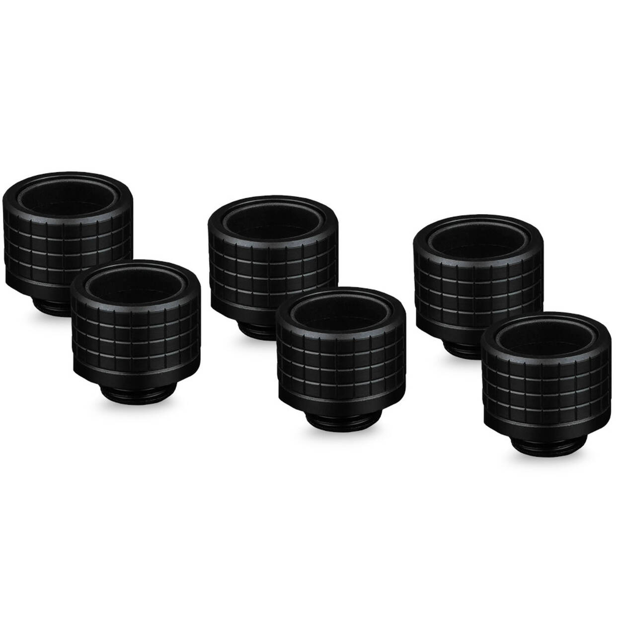 Thermal Grizzly DeltaMate Fitting, Brass, G1/4 Thread - Black, HT16, Pack of 6