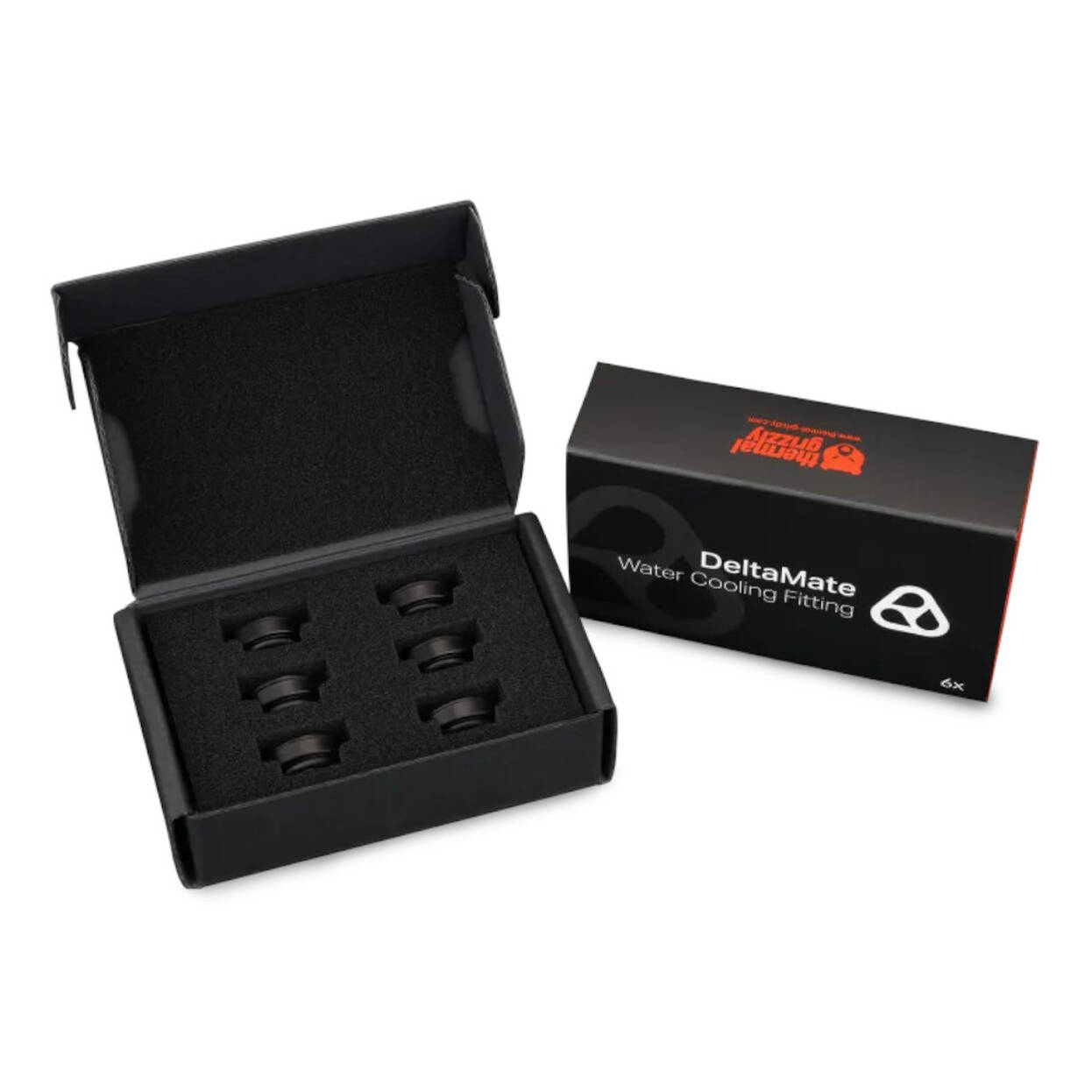 Thermal Grizzly DeltaMate Plug Closure Cap, Brass, G1/4 Thread - Black, Pack of 6