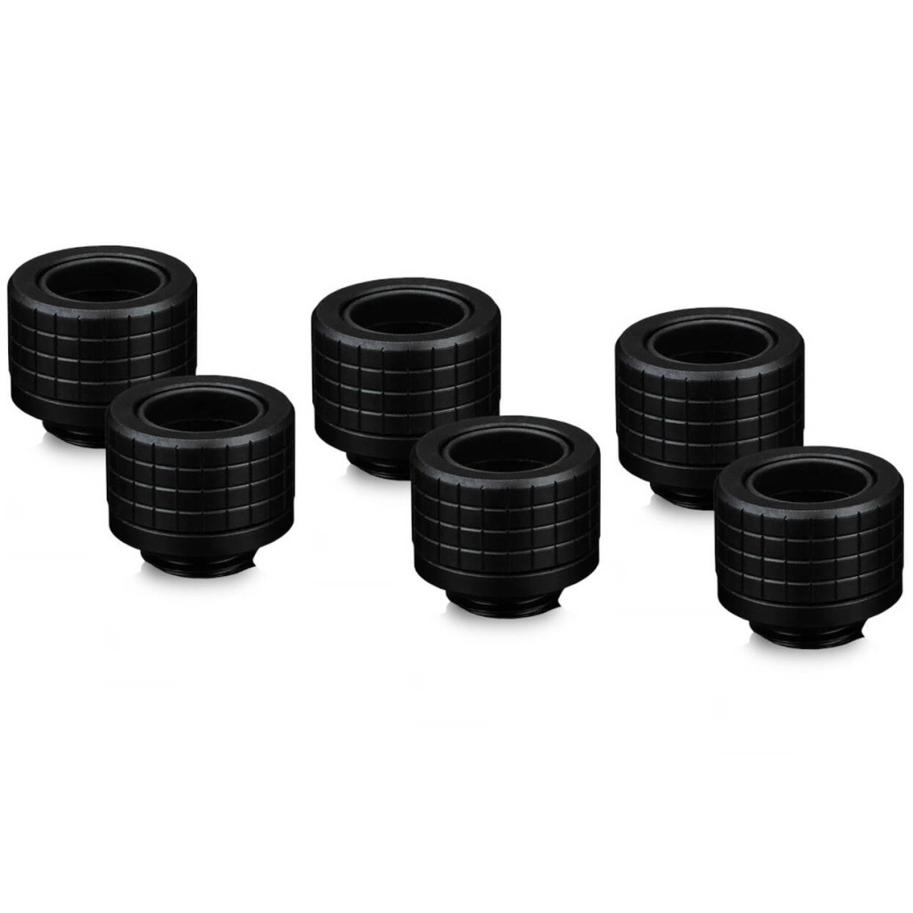Thermal Grizzly DeltaMate Fitting, Brass, G1/4 Thread - Black, HT14, Pack of 6