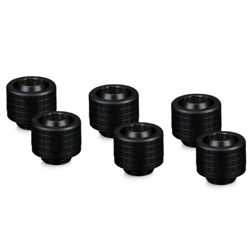 Thermal Grizzly DeltaMate Compression Fitting, Brass, G1/4 Thread - Black, ST13, Pack of 6