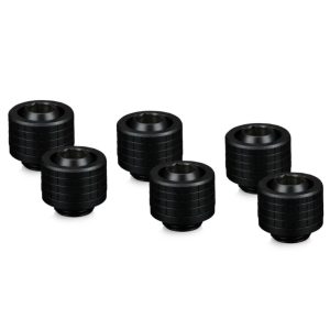 Thermal Grizzly DeltaMate Compression Fitting, Brass, G1/4 Thread - Black, ST13, Pack of 6