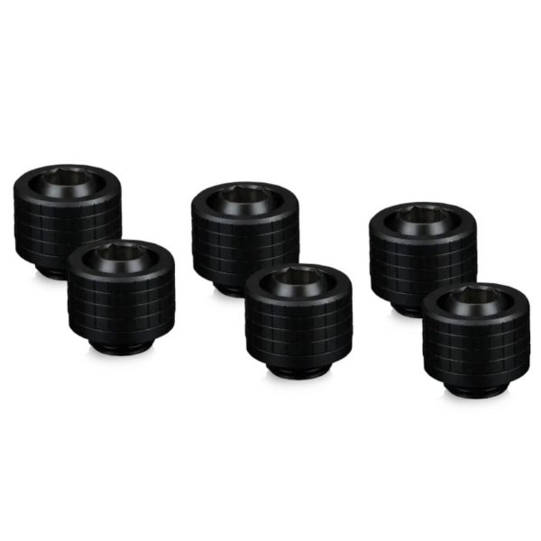 Thermal Grizzly DeltaMate Compression Fitting, Brass, G1/4 Thread – Black, ST13, Pack of 6