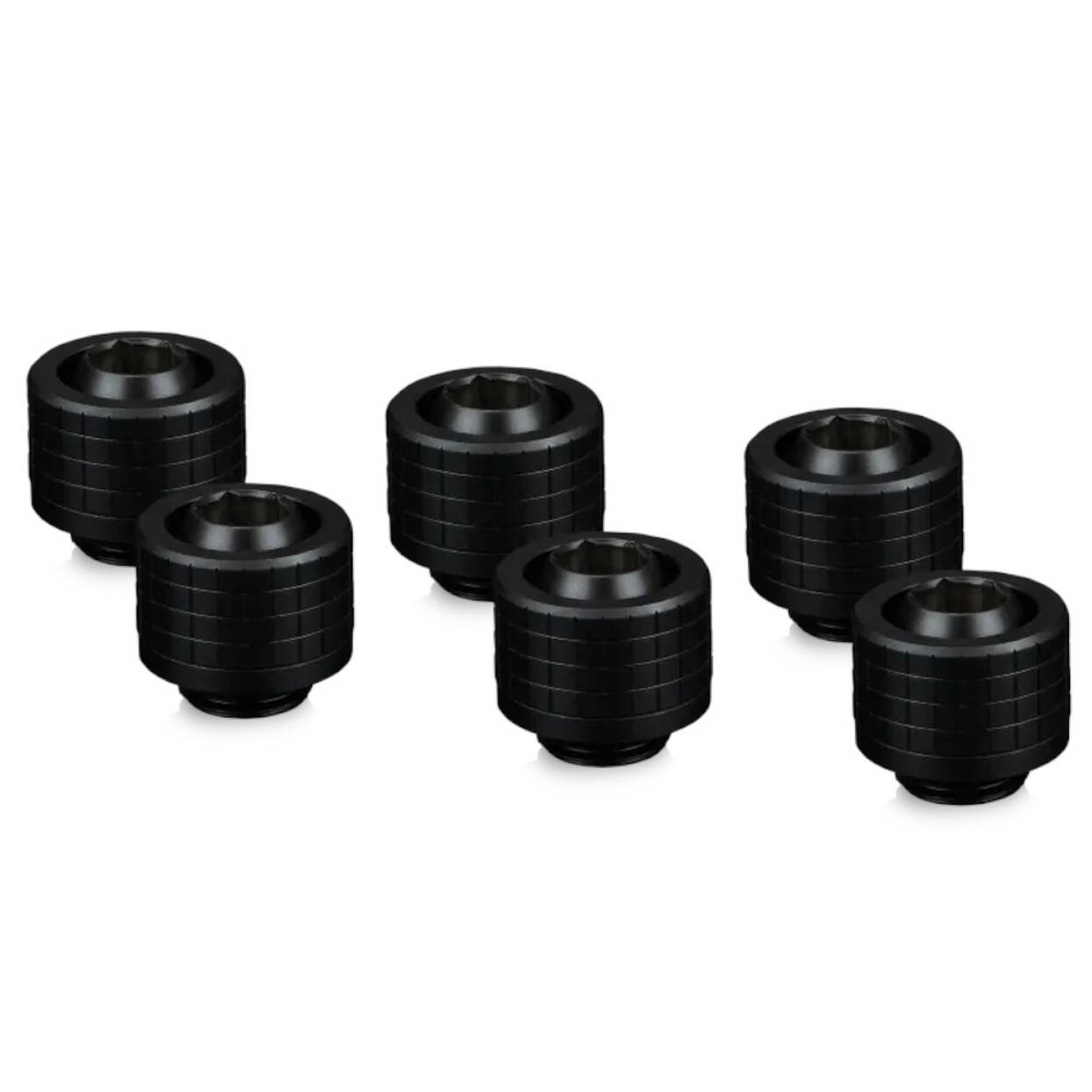 Thermal Grizzly DeltaMate Compression Fitting, Brass, G1/4 Thread - Black, ST13, Pack of 6