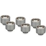 Thermal Grizzly DeltaMate Compression Fitting, Brass, G1/4 Thread - Nickel, ST16, Pack of 6