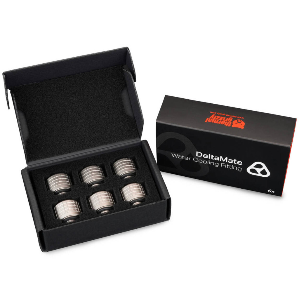 Thermal Grizzly DeltaMate Compression Fitting, Brass, G1/4 Thread - Nickel, ST16, Pack of 6 : image 3