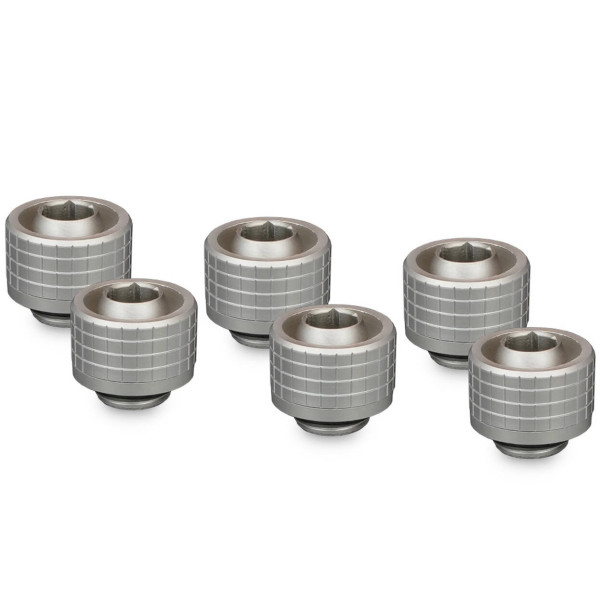 Thermal Grizzly DeltaMate Compression Fitting, Brass, G1/4 Thread – Nickel, ST16, Pack of 6