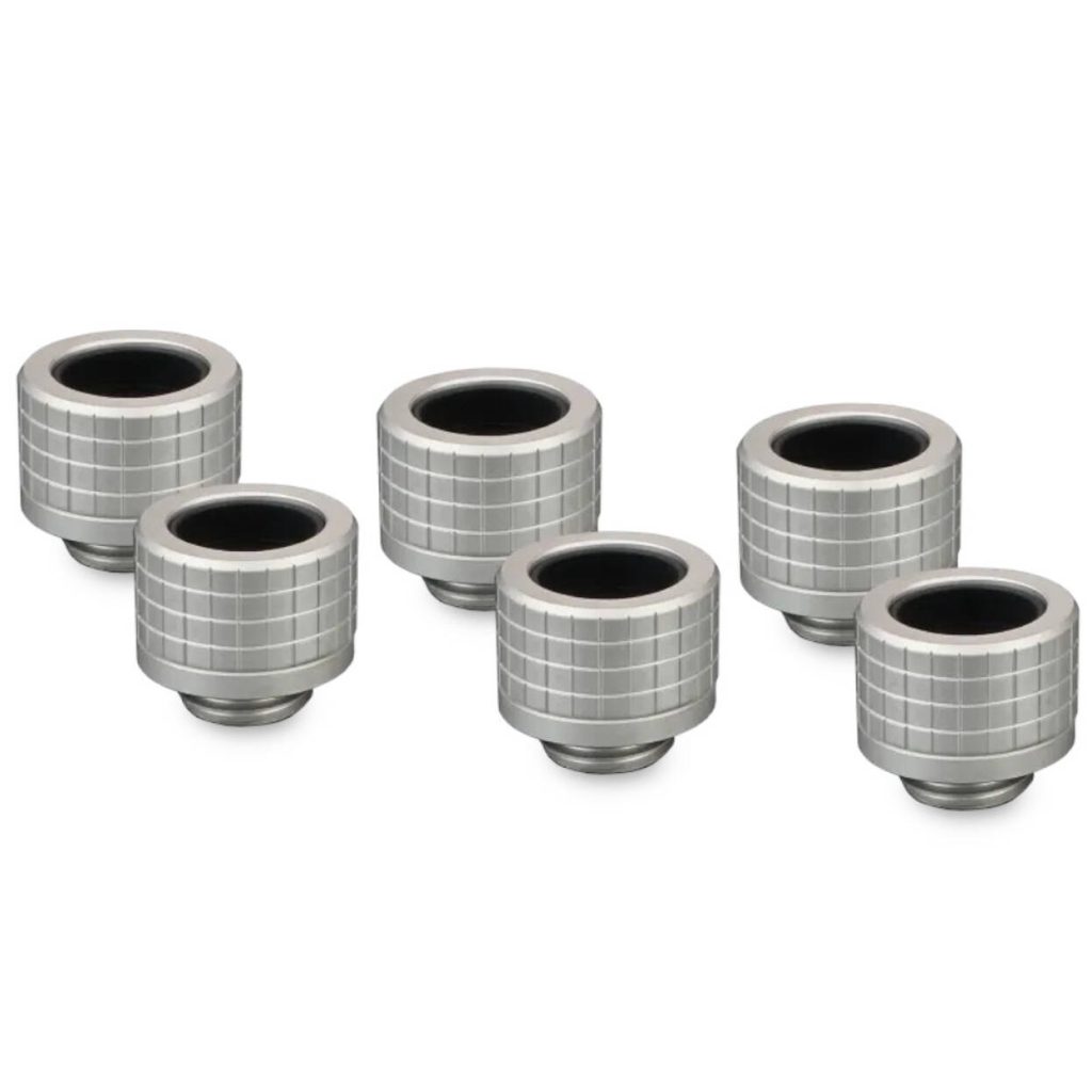 Thermal Grizzly DeltaMate Fitting, Brass, G1/4 Thread - Nickel, HT14, Pack of 6