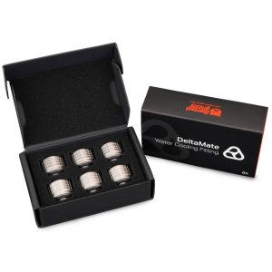 Thermal Grizzly DeltaMate Fitting, Brass, G1/4 Thread - Nickel, HT14, Pack of 6
