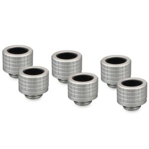 Thermal Grizzly DeltaMate Fitting, Brass, G1/4 Thread - Nickel, HT14, Pack of 6