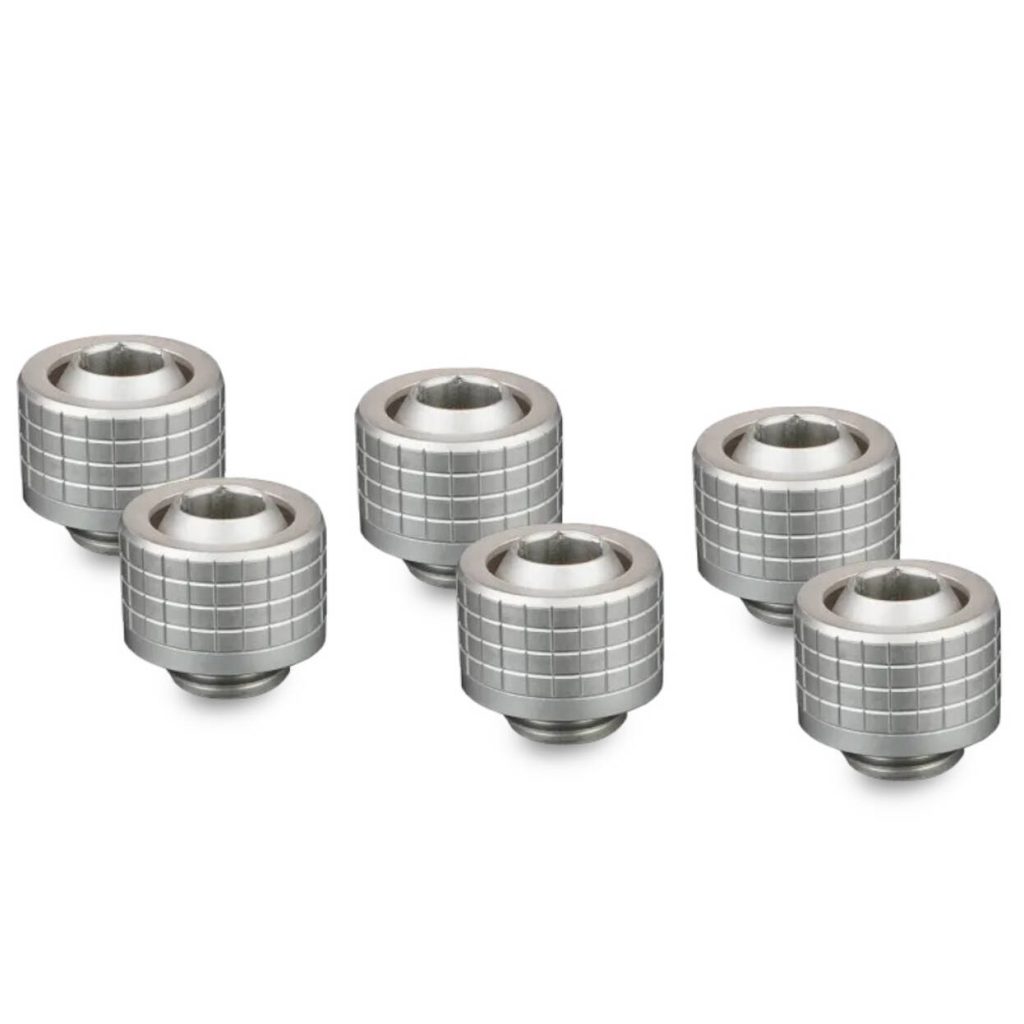 Thermal Grizzly DeltaMate Compression Fitting, Brass, G1/4 Thread - Nickel, ST13, Pack of 6