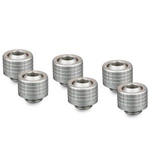 Thermal Grizzly DeltaMate Compression Fitting, Brass, G1/4 Thread - Nickel, ST13, Pack of 6