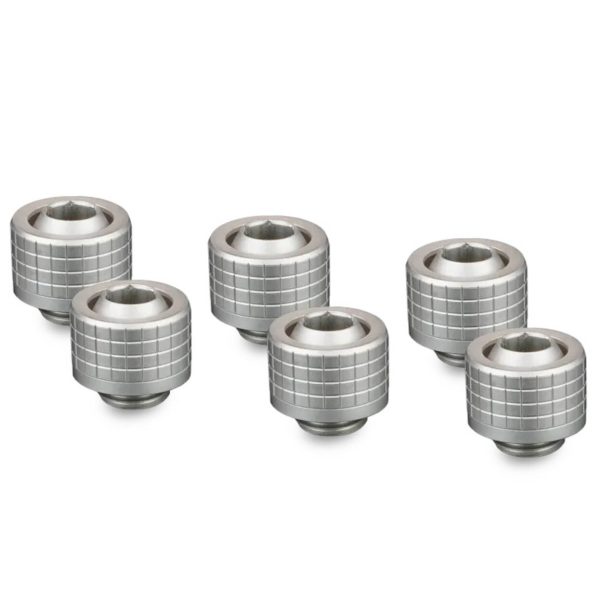 Thermal Grizzly DeltaMate Compression Fitting, Brass, G1/4 Thread – Nickel, ST13, Pack of 6