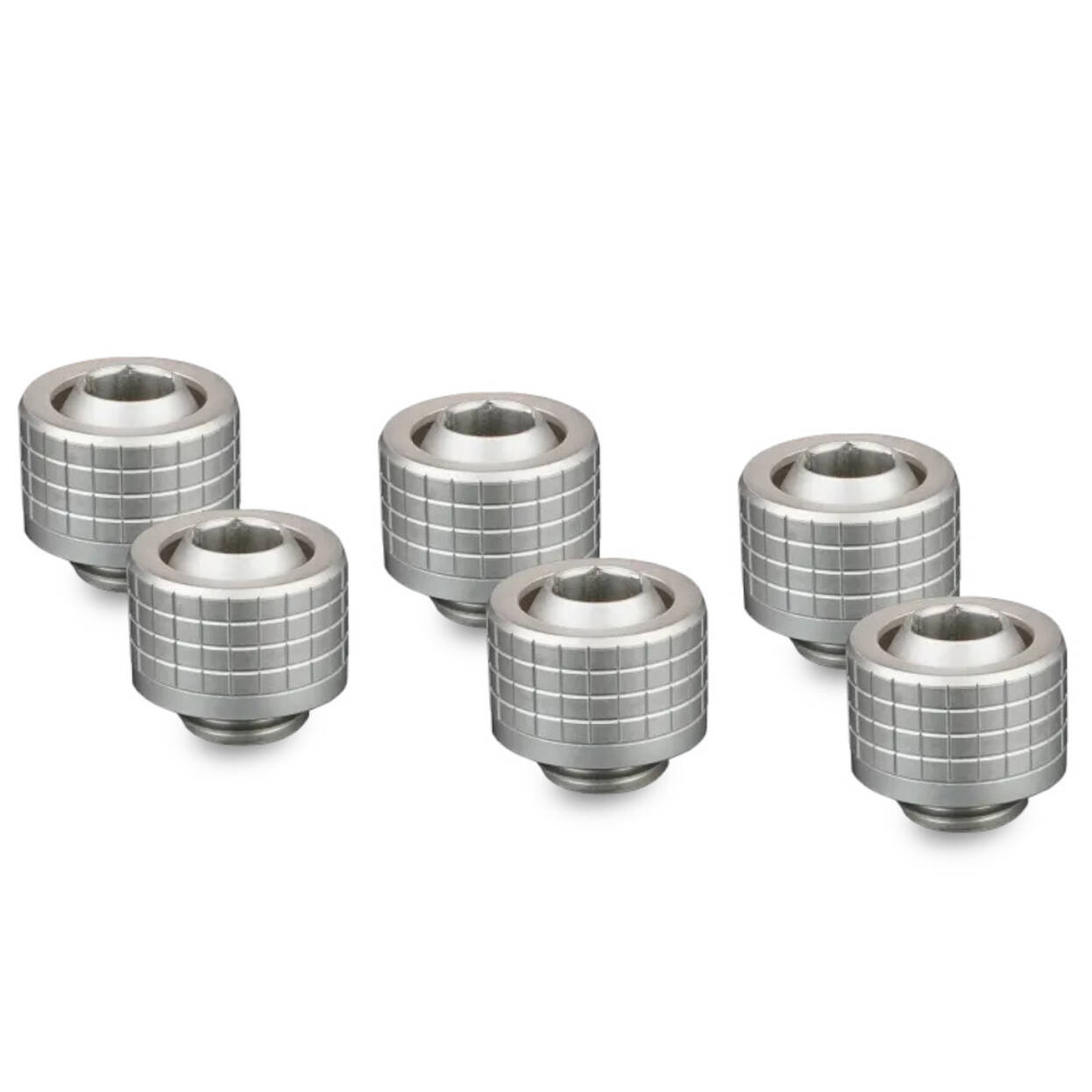 Thermal Grizzly DeltaMate Compression Fitting, Brass, G1/4 Thread - Nickel, ST13, Pack of 6