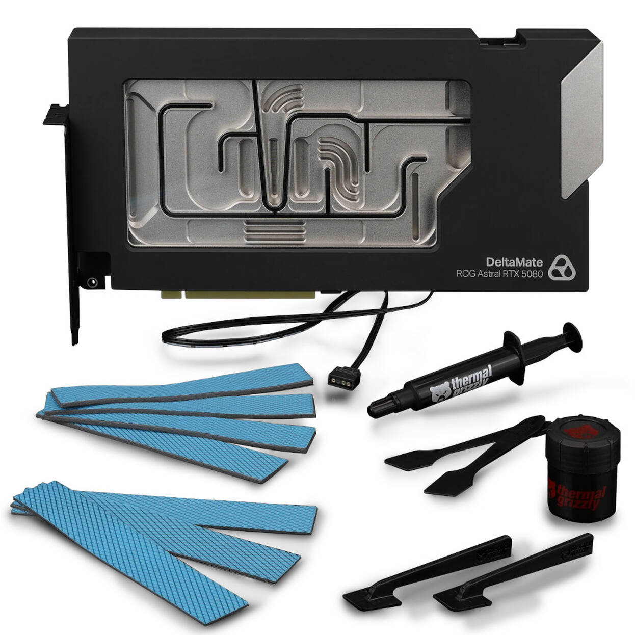Thermal Grizzly DeltaMate 5080 Astral GPU Water Cooler, ARGB, with Backplate - Acrylic, Black