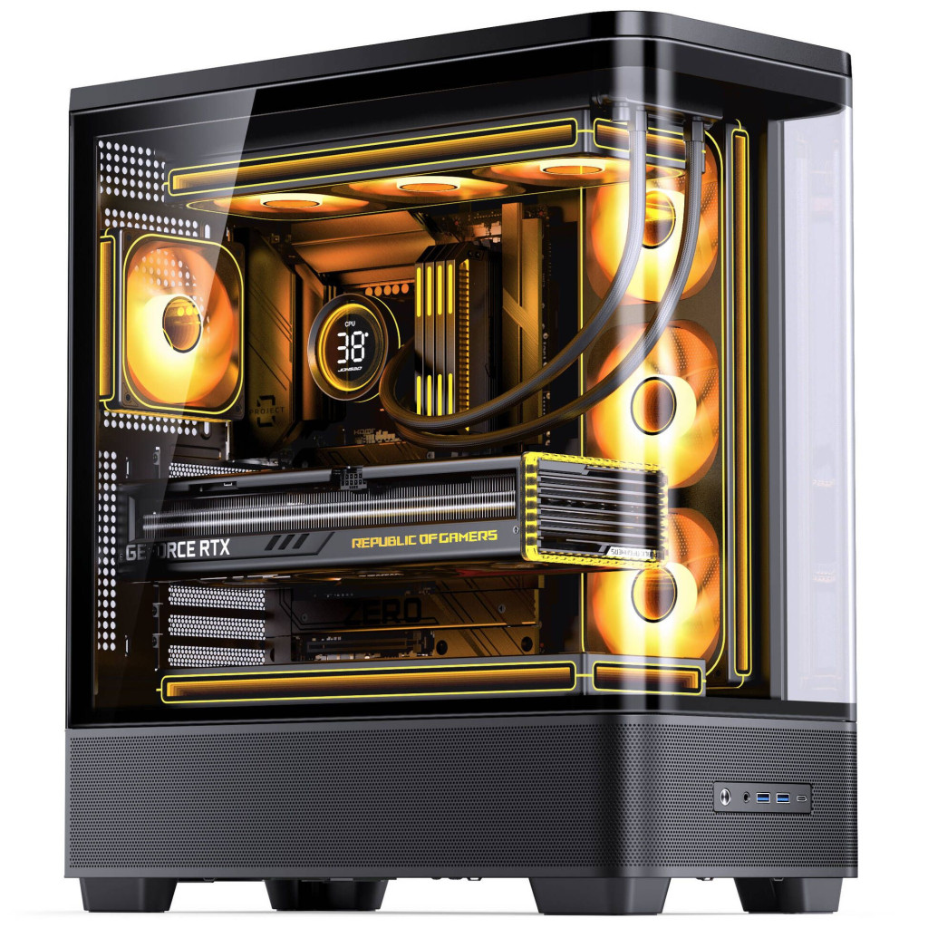 Jonsbo TK-5 PC Case, Mid Tower, ATX, Tempered Glass - Black