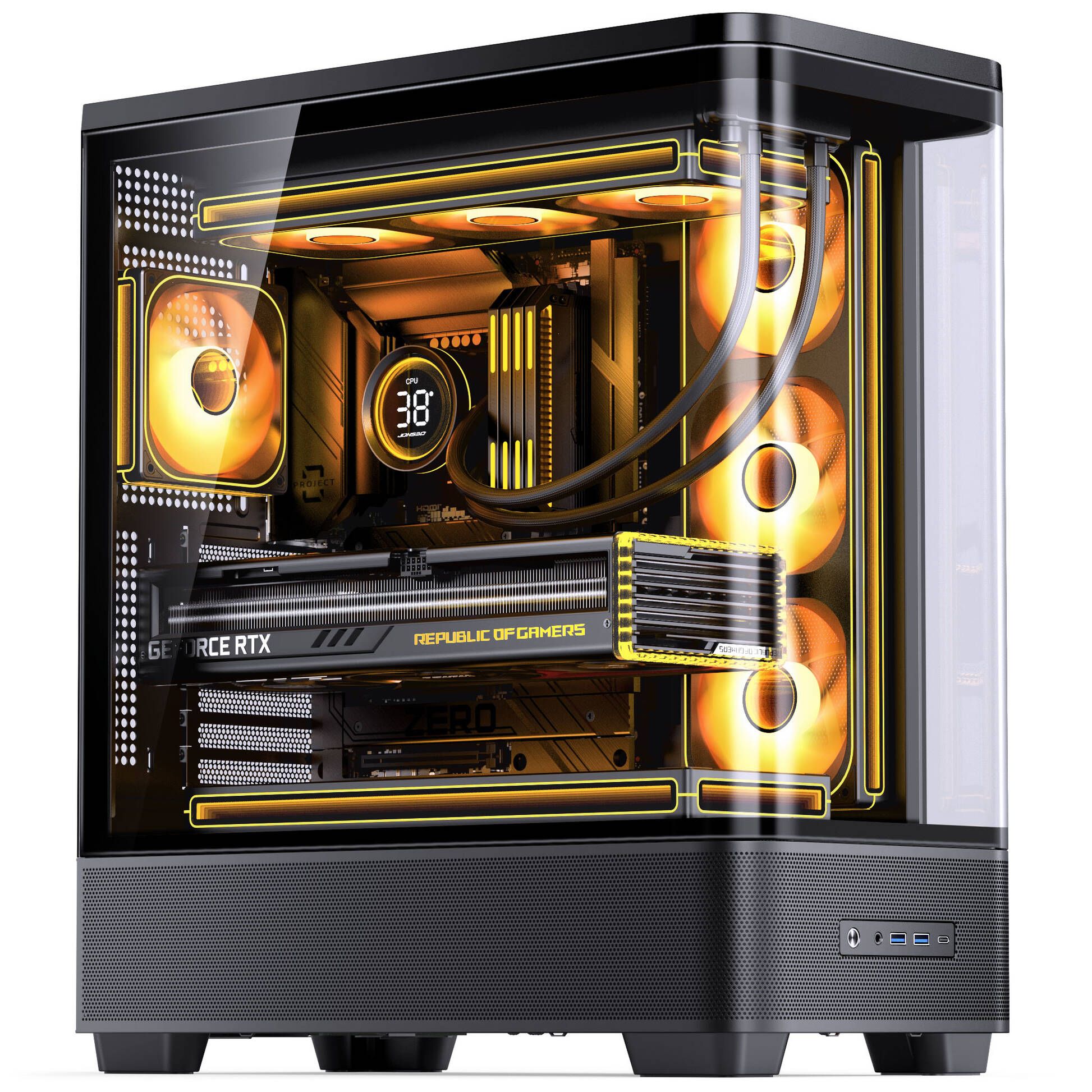 Jonsbo TK-5 PC Case, Mid Tower, ATX, Tempered Glass - Black