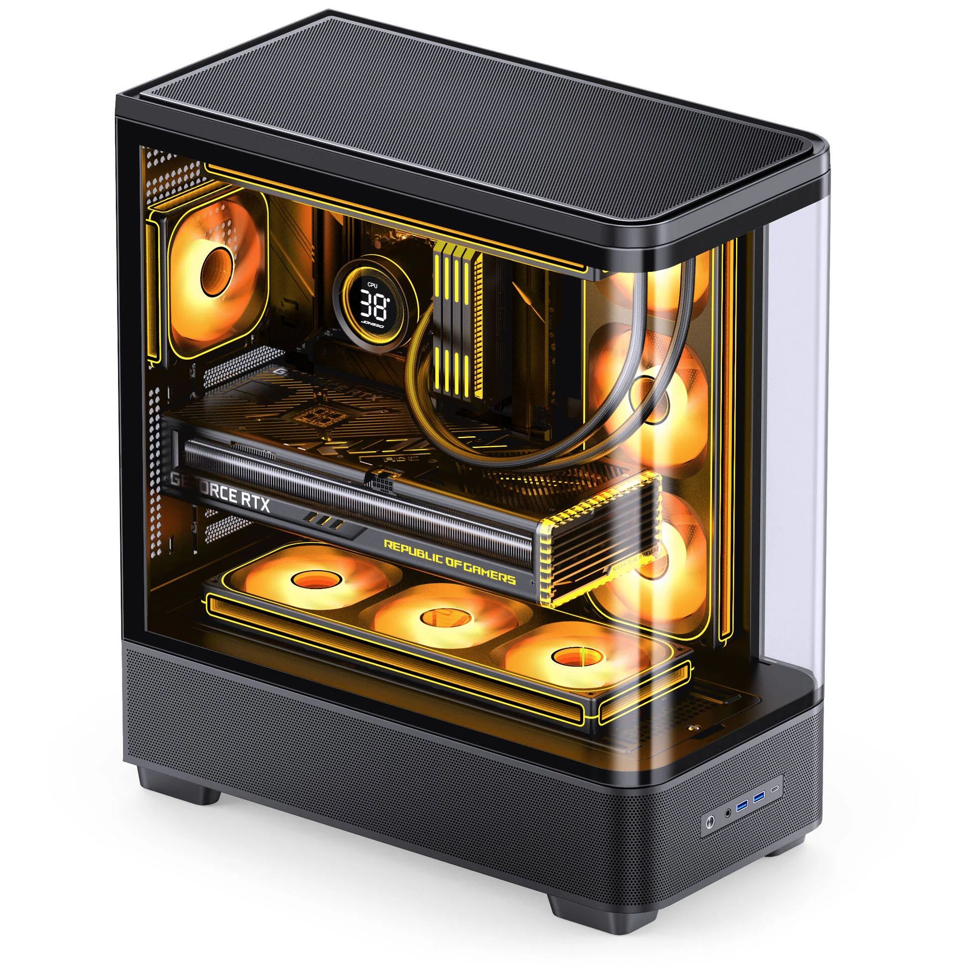 Jonsbo TK-5 PC Case, Mid Tower, ATX, Tempered Glass - Black