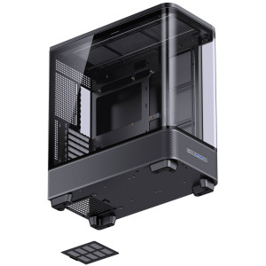 Jonsbo TK-5 PC Case, Mid Tower, ATX, Tempered Glass - Black