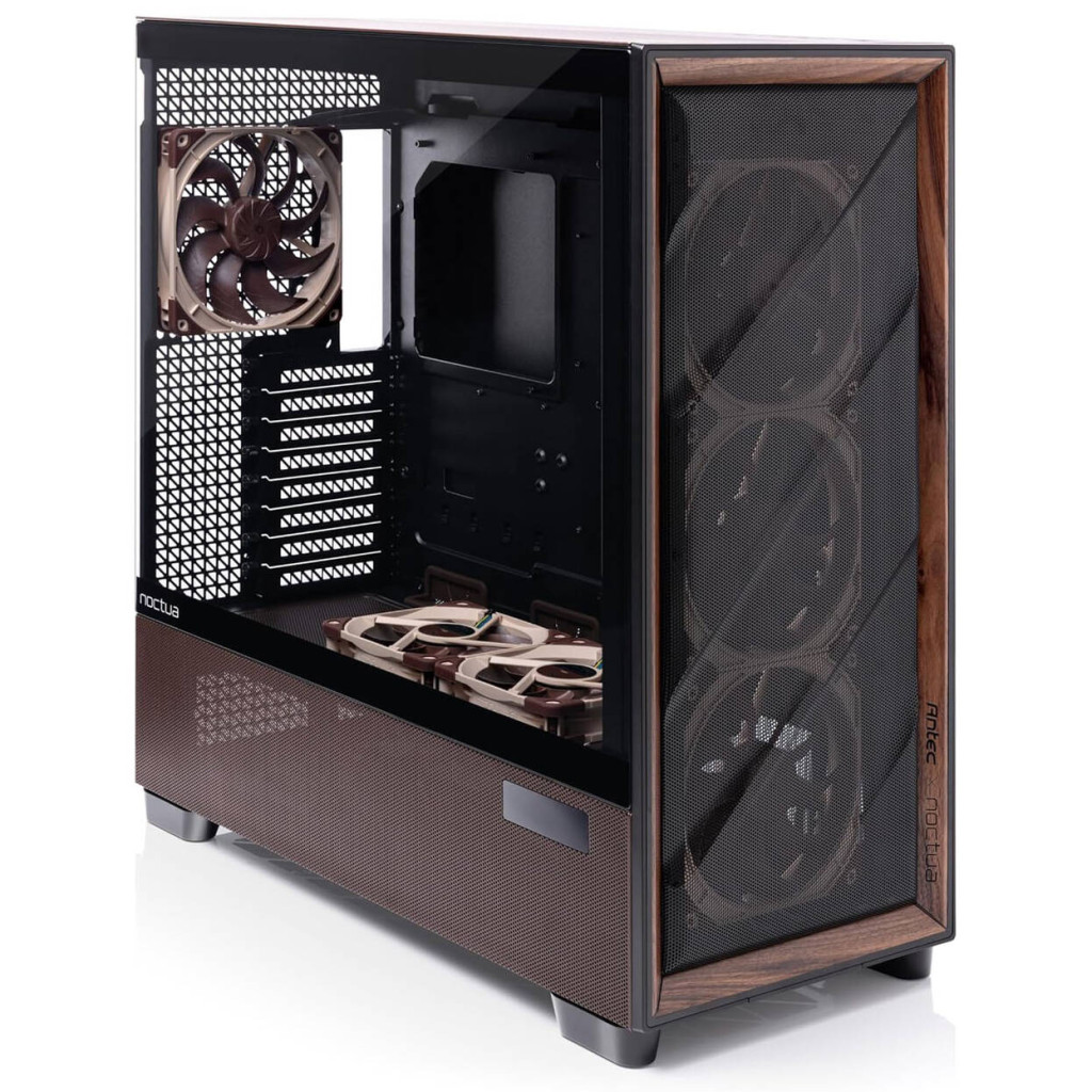 Antec Flux Pro Noctua Edition PC Case, Mid-Tower, E-ATX, Tempered Glass - Brown/Black