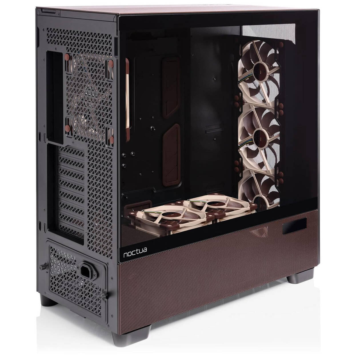 Antec Flux Pro Noctua Edition PC Case, Mid-Tower, E-ATX, Tempered Glass - Brown/Black