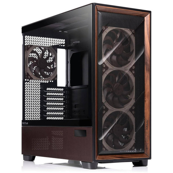 Antec Flux Pro Noctua Edition PC Case, Mid-Tower, E-ATX, Tempered Glass – Brown/Black
