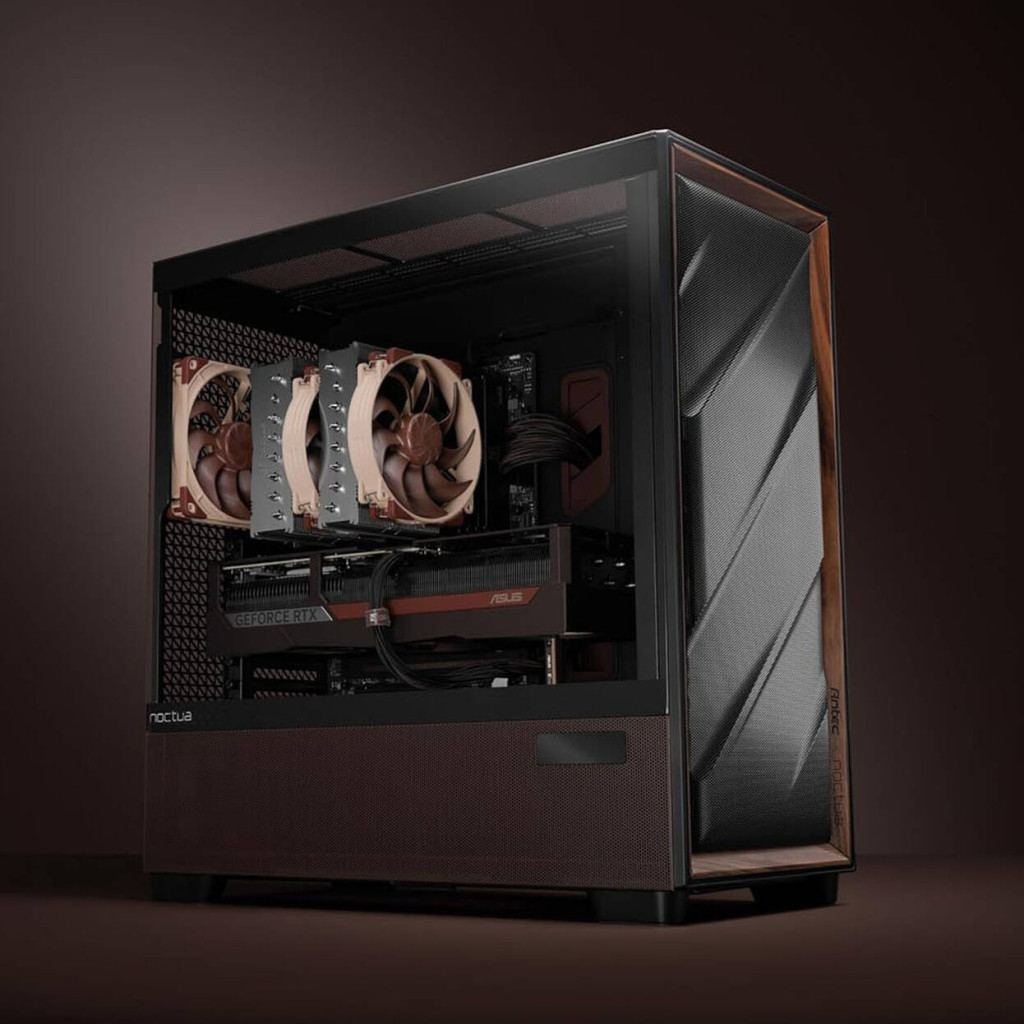 Antec Flux Pro Noctua Edition PC Case, Mid-Tower, E-ATX, Tempered Glass - Brown/Black