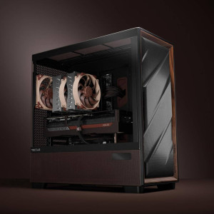 Antec Flux Pro Noctua Edition PC Case, Mid-Tower, E-ATX, Tempered Glass - Brown/Black