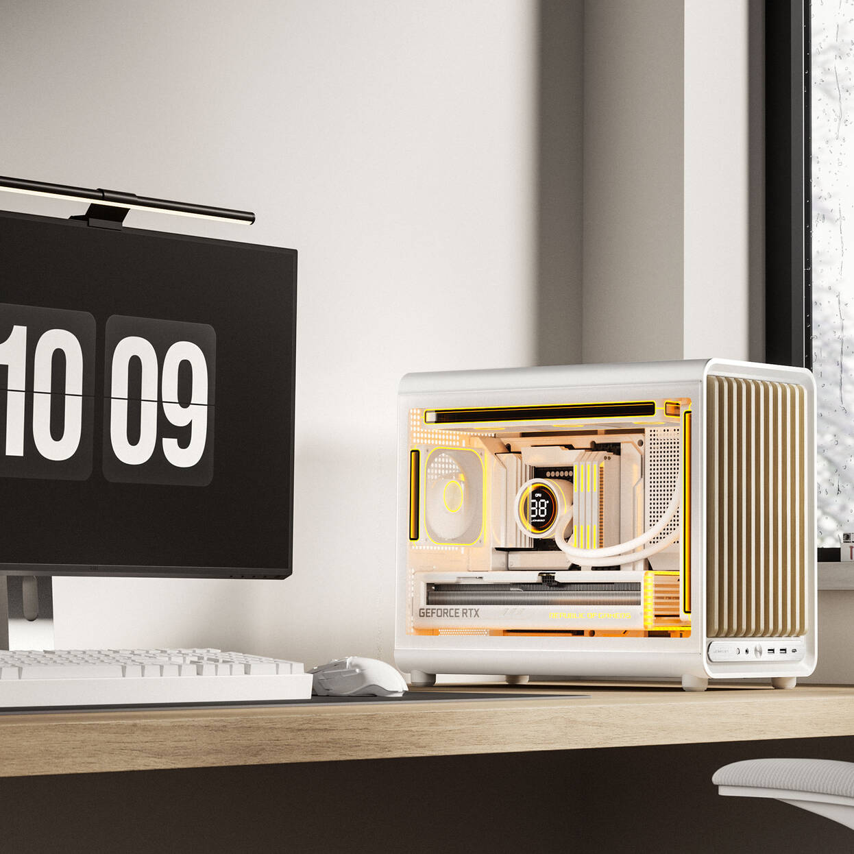 Jonsbo D33 Wood PC Case, Mini Case, mATX, Tempered Glass - White, Wood