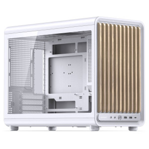 Jonsbo D33 Wood PC Case, Mini Case, mATX, Tempered Glass - White, Wood