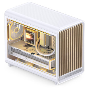 Jonsbo D33 Wood PC Case, Mini Case, mATX, Tempered Glass - White, Wood