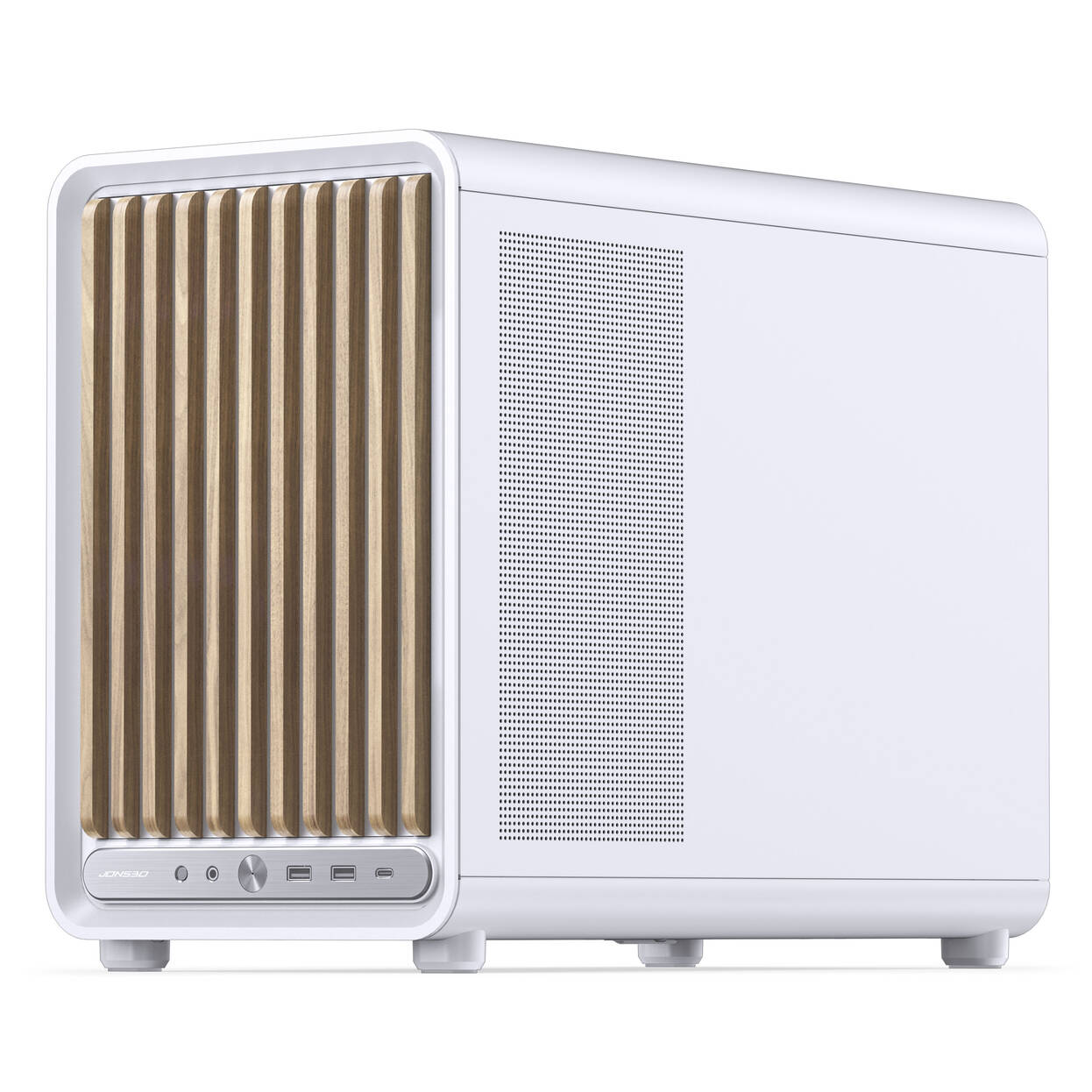 Jonsbo D33 Wood PC Case, Mini Case, mATX, Tempered Glass - White, Wood