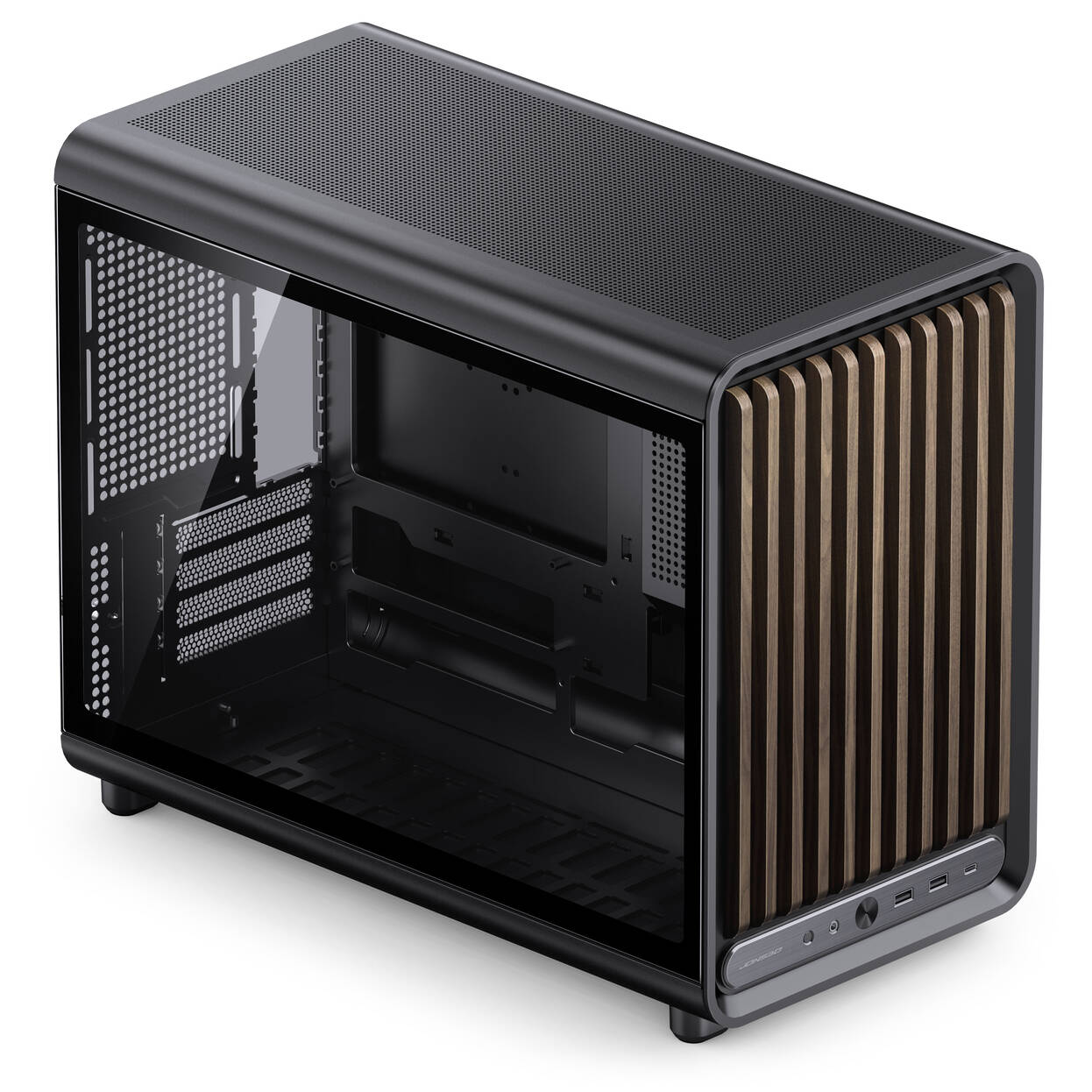 Jonsbo D33 Wood PC Case, Mini Case, mATX, Tempered Glass - Black, Wood