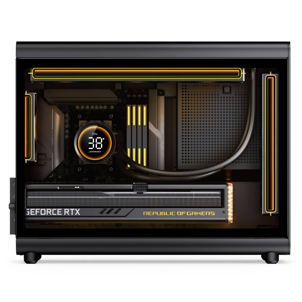 Jonsbo D33 Wood PC Case, Mini Case, mATX, Tempered Glass - Black, Wood