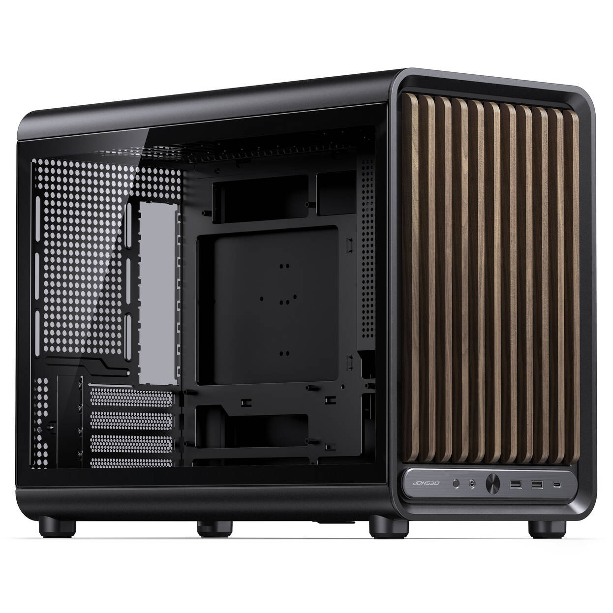 Jonsbo D33 Wood PC Case, Mini Case, mATX, Tempered Glass - Black, Wood