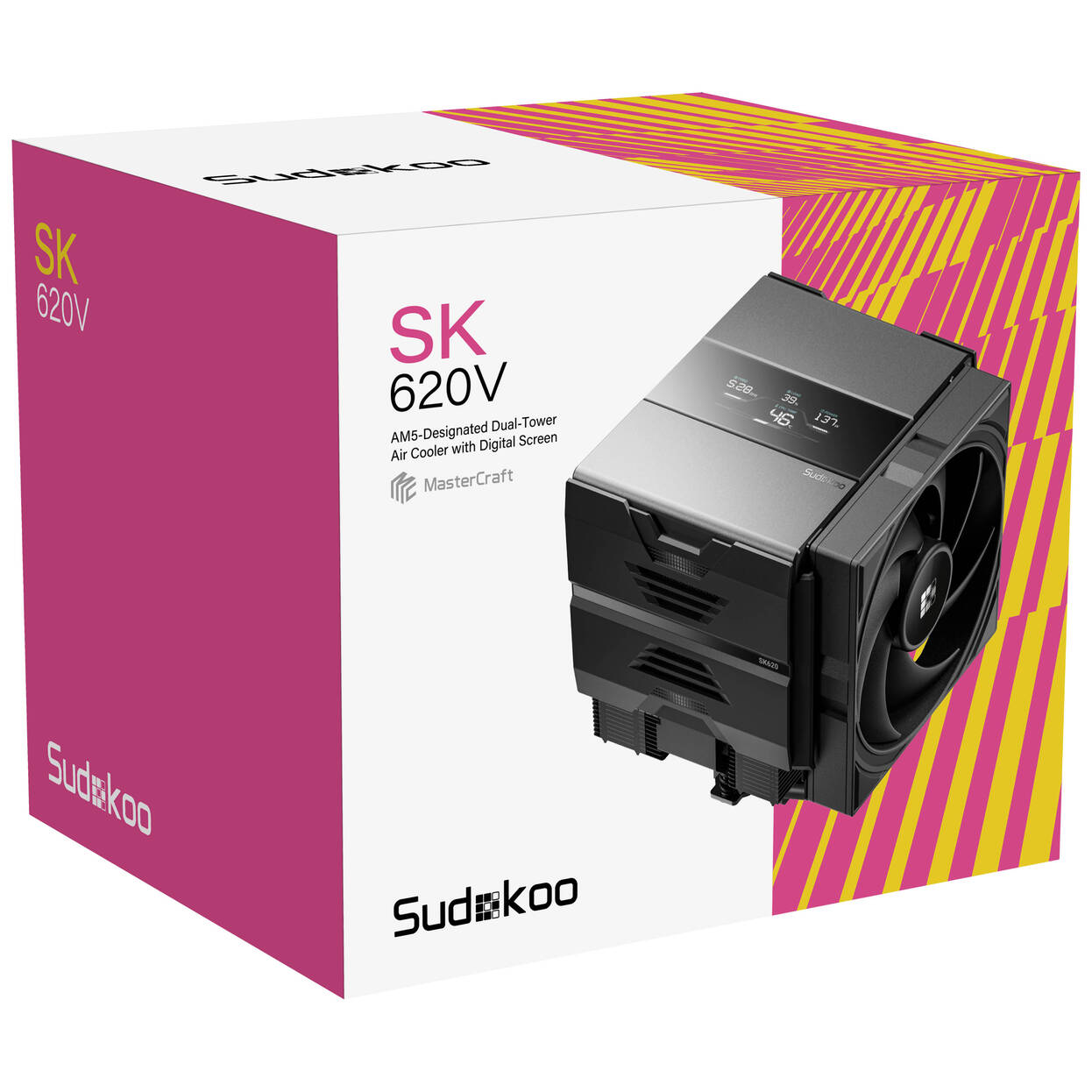 Sudokoo SK620V CPU Cooler, Dual Tower - 2x 120mm, black