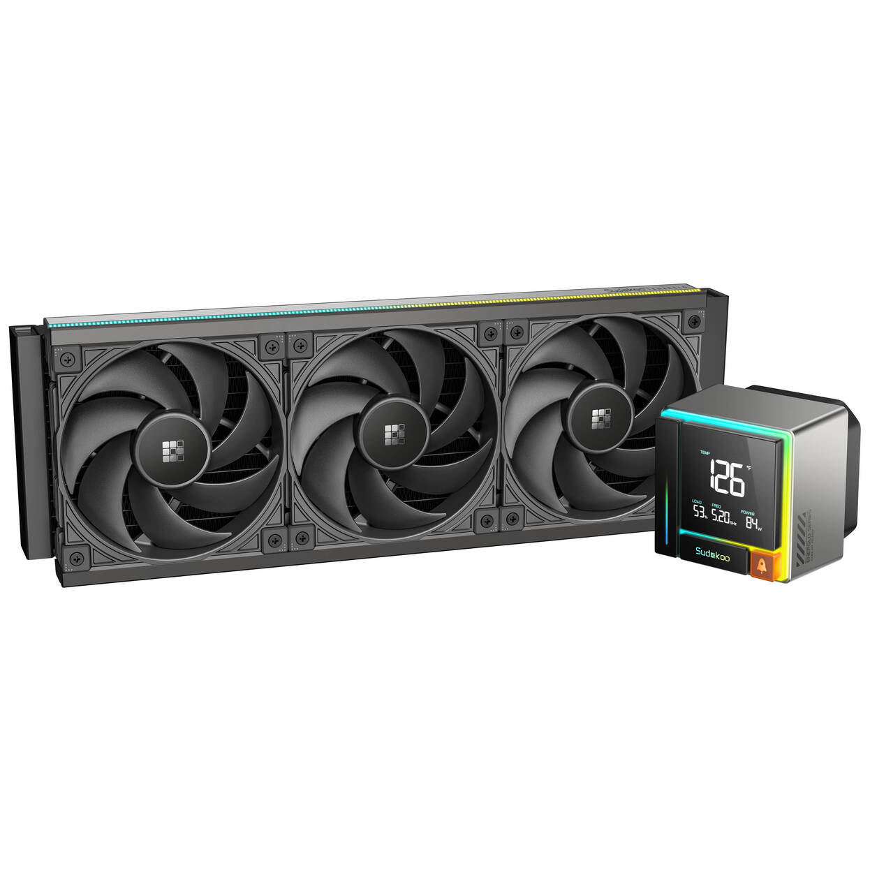 Sudokoo Energlo 360 AiO Water Cooling, LCD Display, ARGB - 360mm, Black