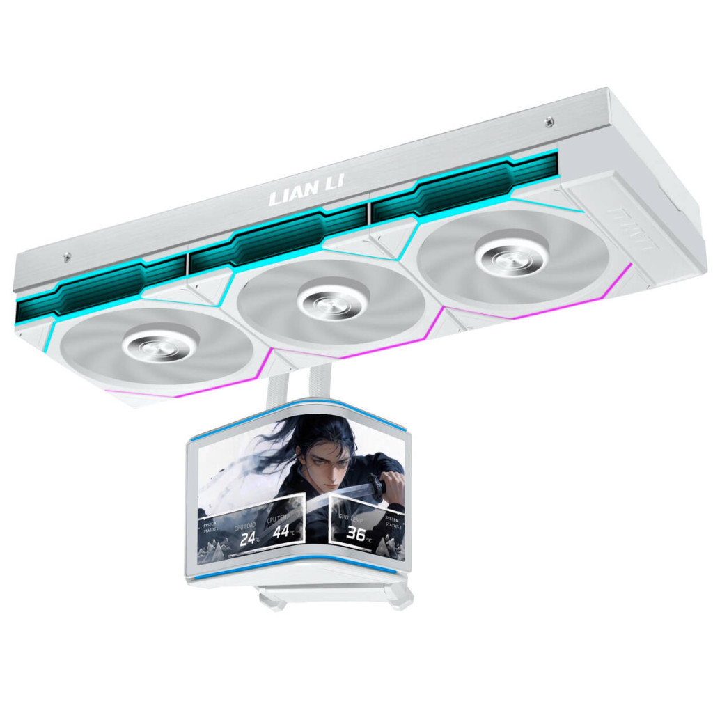 Lian Li HydroShift II OLED Curved 360 UNI FAN TL AiO Water Cooling, 360 mm, OLED Display, TL-FLEX Fans - White