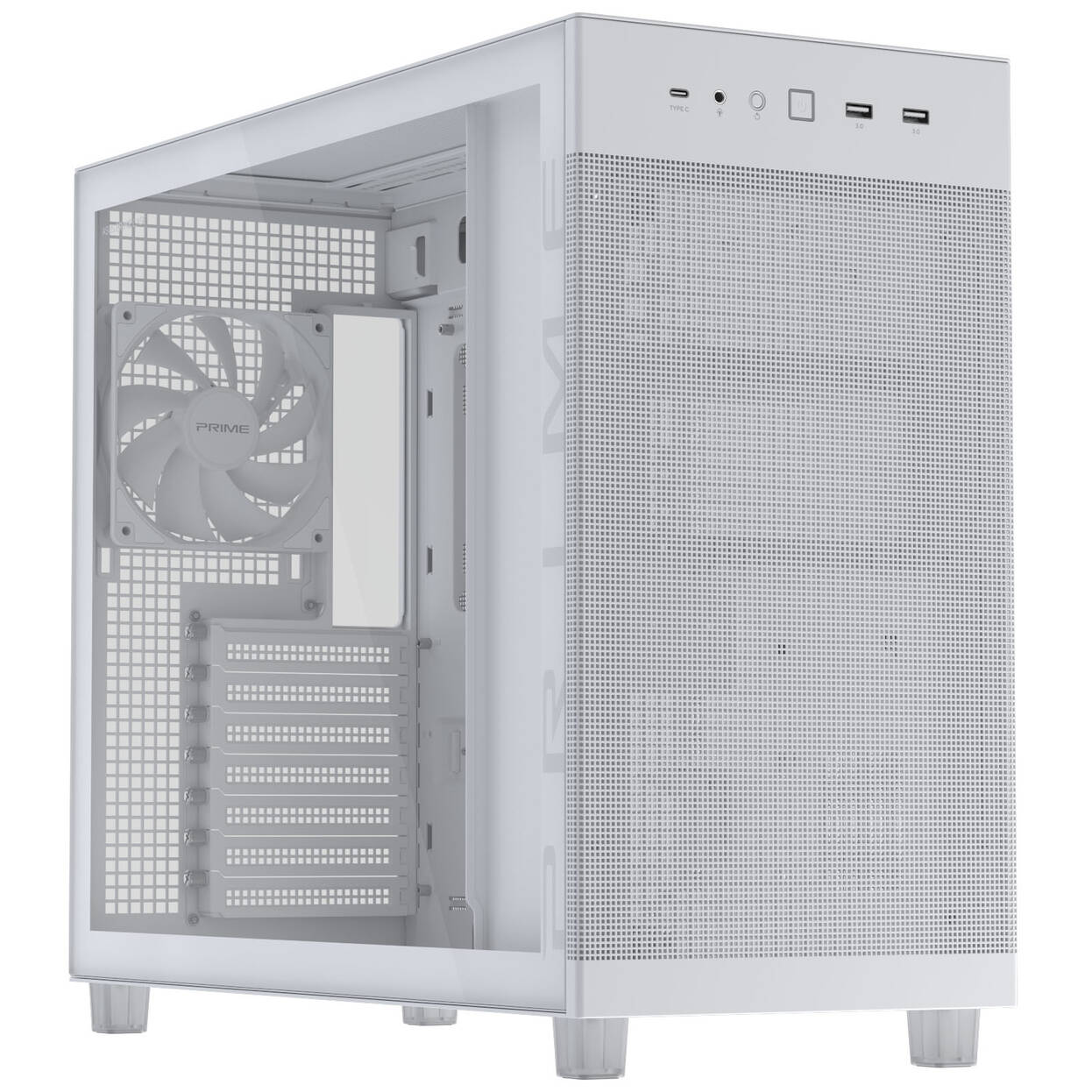 ASUS Prime AP303 PC Case, Mid Tower, ATX, Tempered Glass - White : image 2