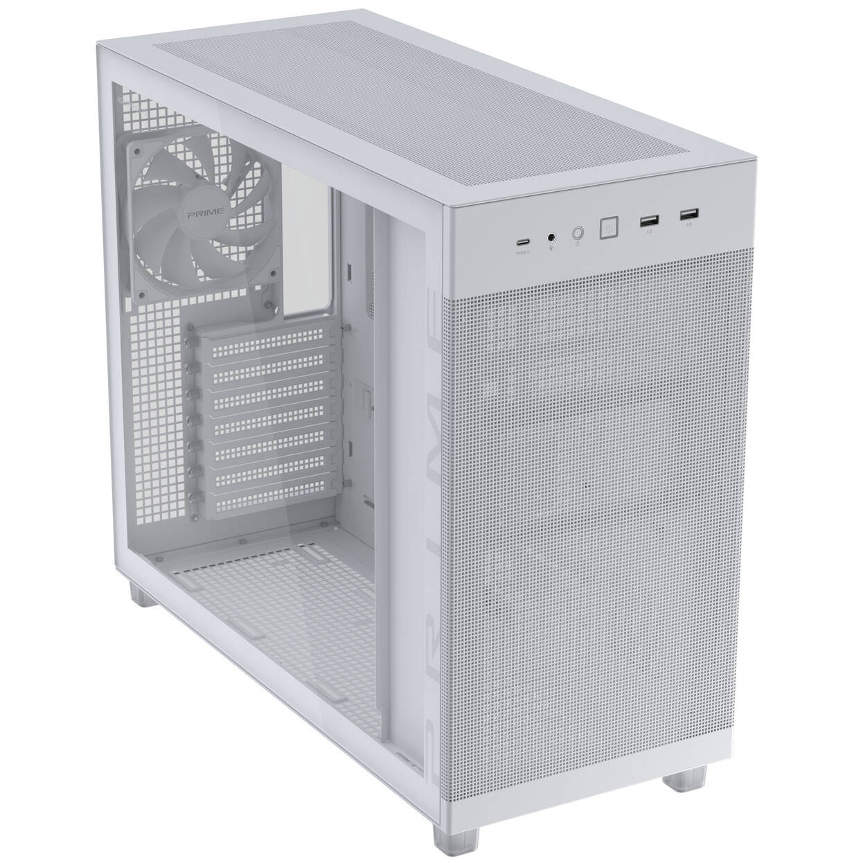 ASUS Prime AP303 PC Case, Mid Tower, ATX, Tempered Glass - White : image 3