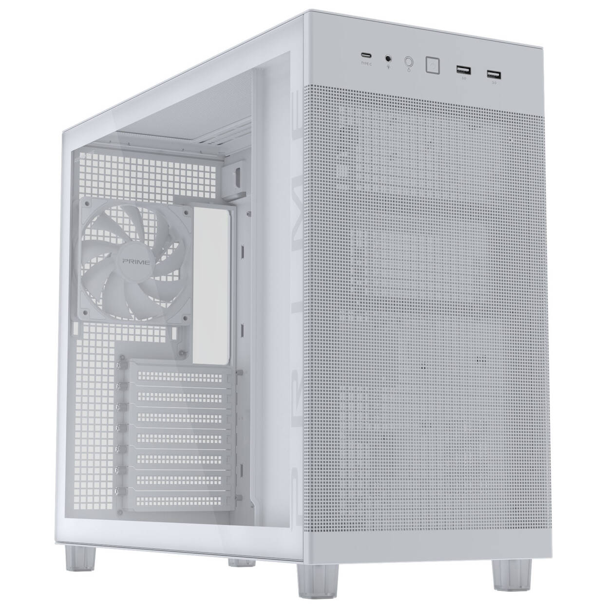 ASUS Prime AP303 PC Case, Mid Tower, ATX, Tempered Glass - White : image 1