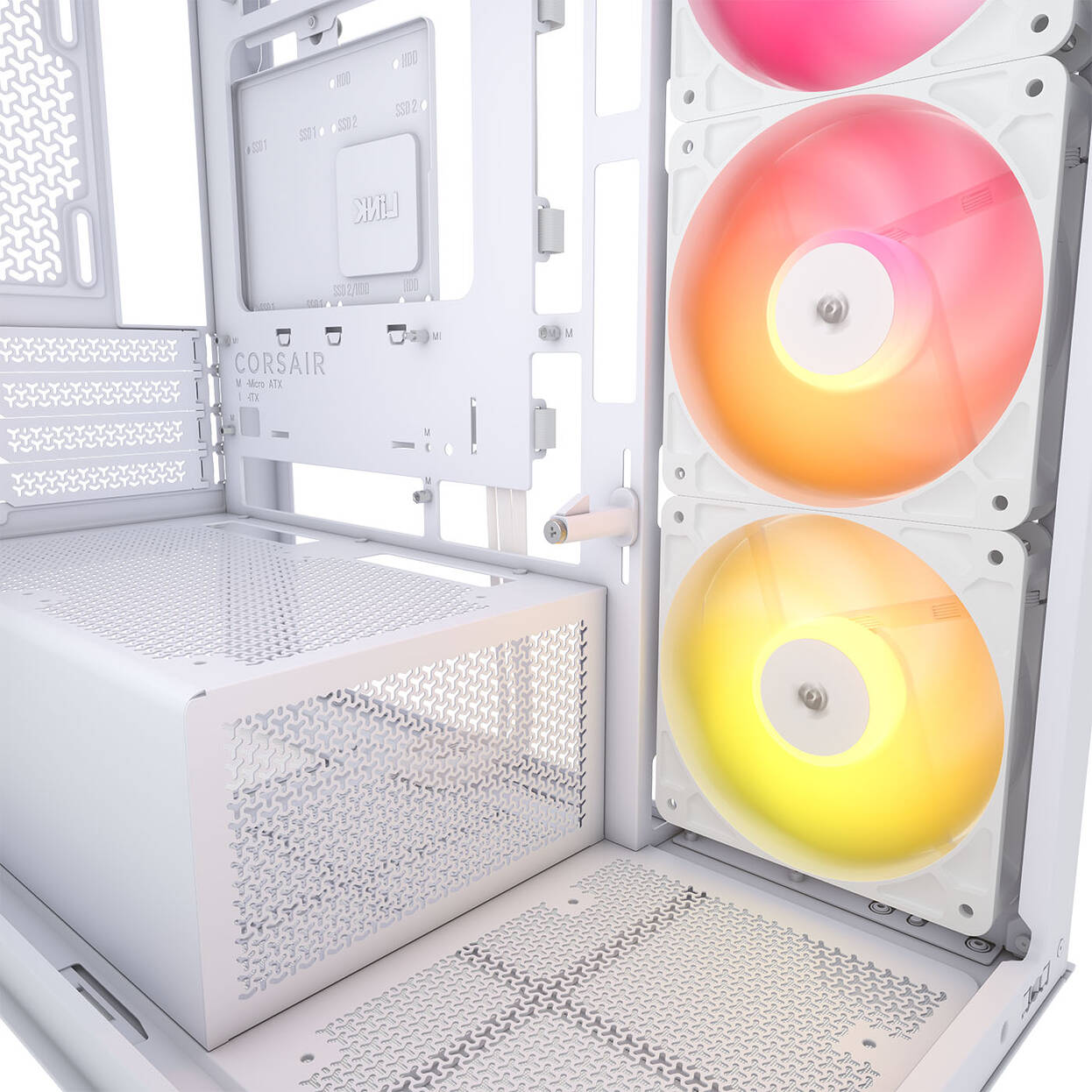 Corsair 2800X RS-R ARGB PC Case, Mini Case, mATX, Tempered Glass - including 3x 120mm Fans, White : image 8