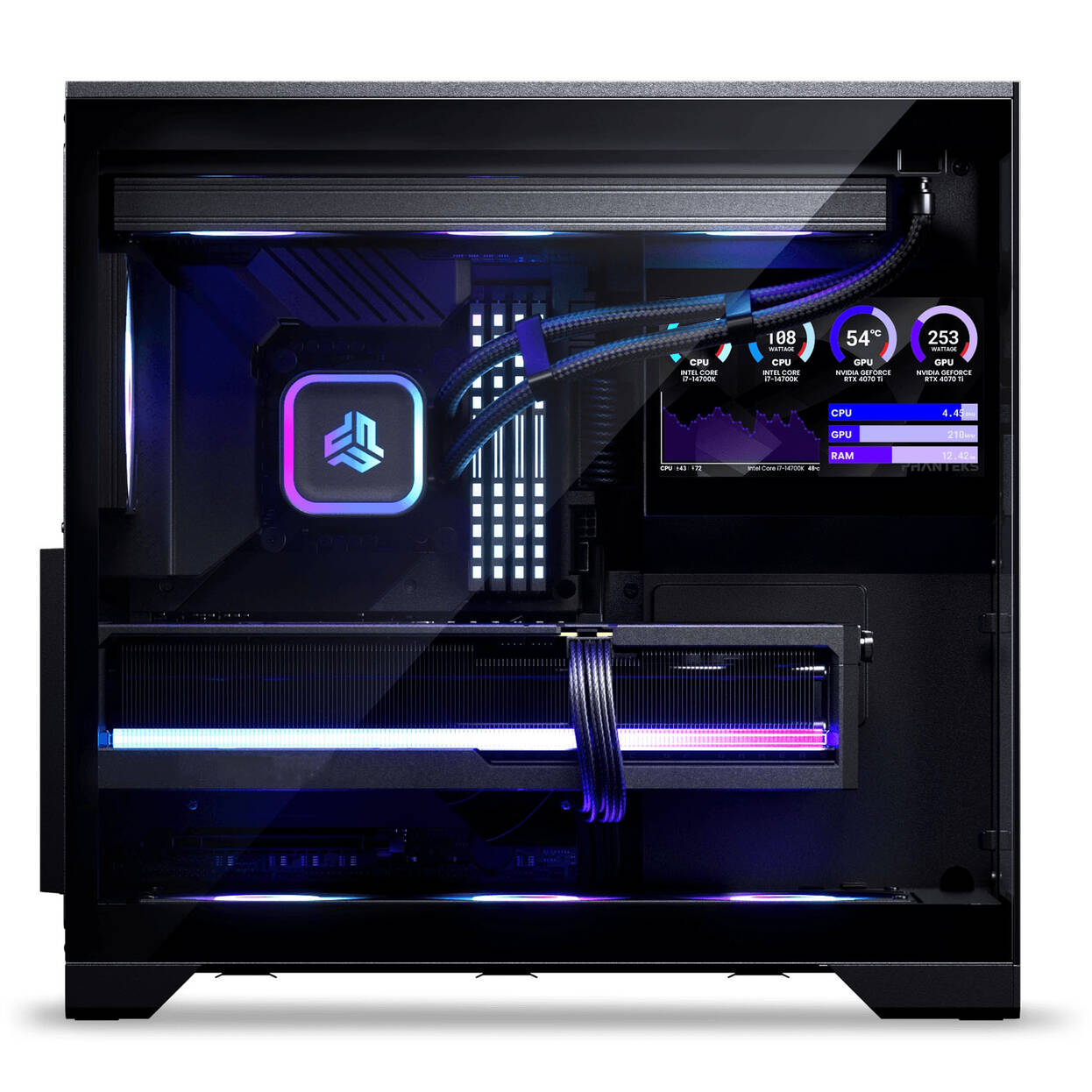 Phanteks XT V5 LCD PC Case, Mid-Tower, ATX, 7-Inch LCD, Tempered Glass - Black : image 5