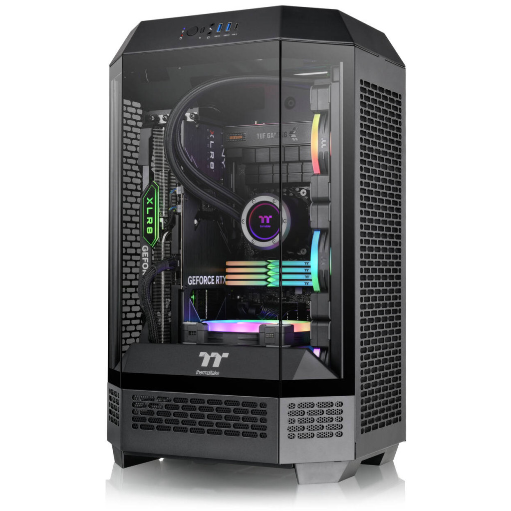 Thermaltake The Tower 300 PC Case, Mini Case, mATX, Tempered Glass - including 2x 140mm fans, black