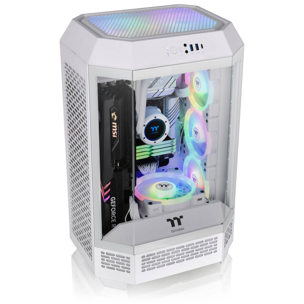 Thermaltake The Tower 300 PC Case, Mini Case, mATX, Tempered Glass - including 2x 140mm fans, white
