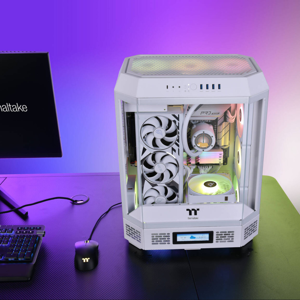 Thermaltake The Tower 600 PC Case, Mid Tower, ATX, Tempered Glass - including 2x 140mm Fans, White