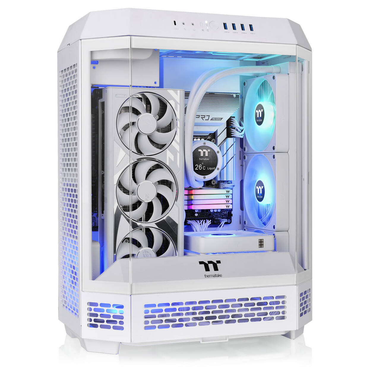 Thermaltake The Tower 600 PC Case, Mid Tower, ATX, Tempered Glass - including 2x 140mm Fans, White
