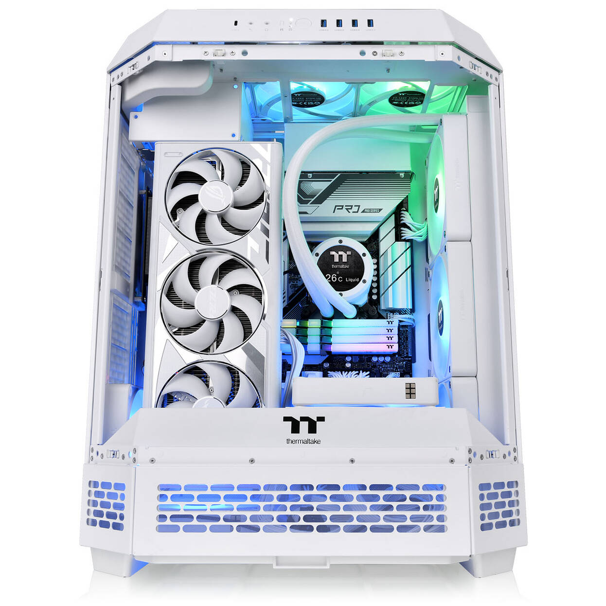 Thermaltake The Tower 600 PC Case, Mid Tower, ATX, Tempered Glass - including 2x 140mm Fans, White