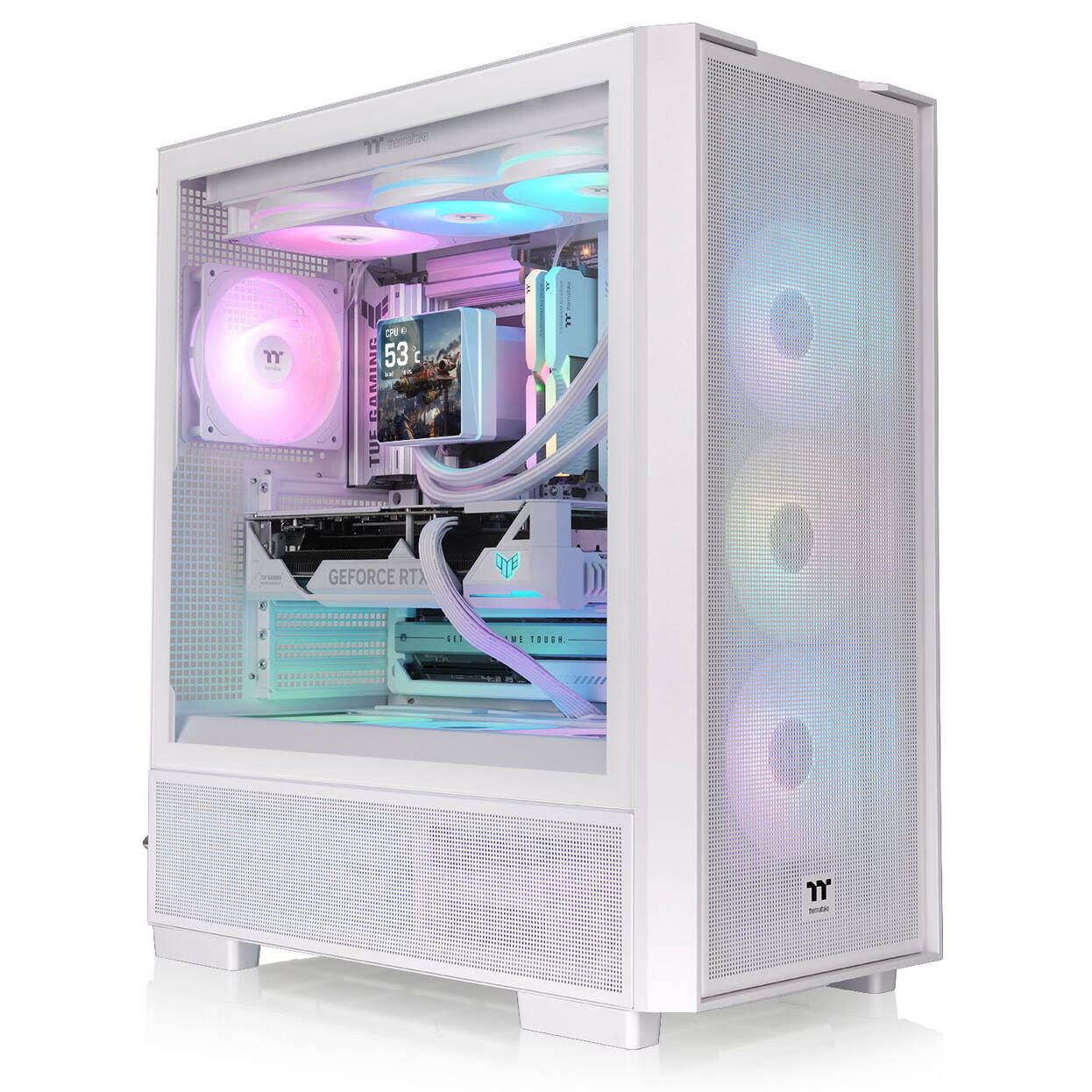 Thermaltake S380 TG ARGB PC Case, Mid Tower, ATX, Tempered Glass - including 4x 120mm Fans, White : image 2