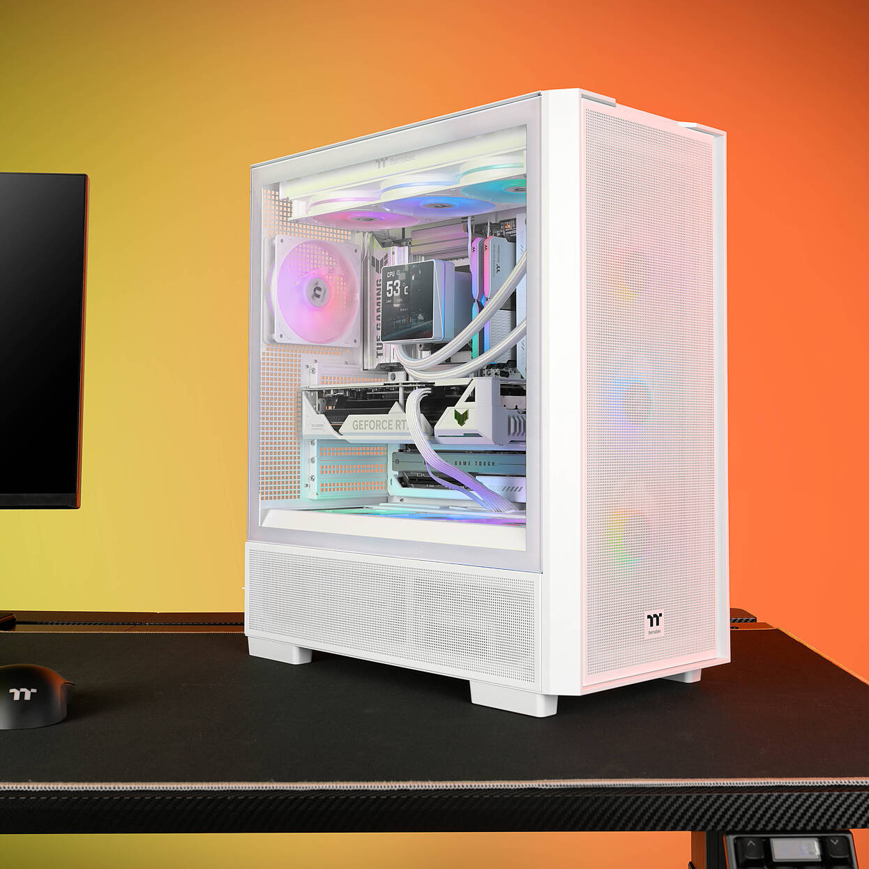 Thermaltake S380 TG ARGB PC Case, Mid Tower, ATX, Tempered Glass - including 4x 120mm Fans, White : image 3